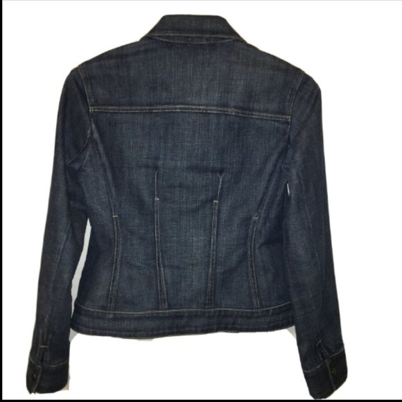 Talbots Denim Jean Jacket Sz 2P Stretch 3 Buttons Tailored Fit Tapered Waist - Picture 5 of 12